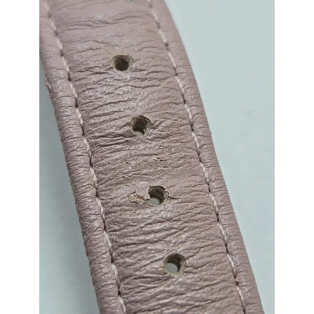 Skagen 586SSLP Womens Day Date Watch MOP Crystal Bezel Pink Leather New Battery